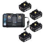 4Pack 7.0Ah BL1830 Battery and 2Port DC18RD Charger Combo for Makita 18V Battery BL1860 BL1850 BL1850B BL1840 BL1840B BL1830 BL1830B BL1815B LXT400 18-Volt Power Tools