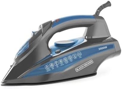 Black+Decker BXIR2001IN 2000 Watt Steam Iron Press with Auto-Shut Off and Non-Stick Ceramic Sole Plate Coating | Anti Drip Feature with 380ml Large Water Tank | 2 year Warranty (Blue)