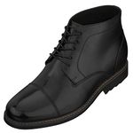 CALTO Men's Invisible Height Increasing Elevator Shoes - Black Premium Leather Lace-up High-top Ankle Boots - 3.2 Inches Taller - Y41080- Size 8 UK