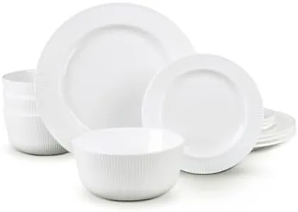 LaGlint Dinnerware Sets for 4, 12 Pieces Opal Glass Plates and Bowls Set, Dishwasher and Microwave Safe Dish Dinning Ware, Chip and Scratch Resistant Dishware White