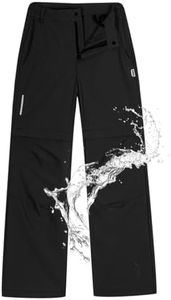 Doruro Boy's Hiking Pants Kids Cargo Pants Outdoor Waterproof Quick Dry Trousers Camping Zip Off Outerwear Black 11-12