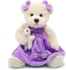 Oitscute Small Baby Teddy Bear with Cloth Cute Stuffed Animal Soft Plush Toy 10" 10"(25cm) Purple Dress with Rabbit