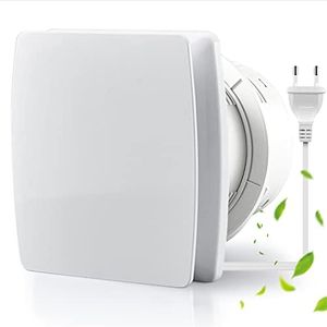 Moonjor Ventilador extractor de cocina de 100 mm, 95 m³/h, IPX2, silencioso, con válvula de cheque, cable de alimentación de 1 m, para baño, inodoro, garaje, oficina, áticos