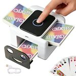 Automatic Card Shuffler Rechargeable 1-2 Deck for UNO Poker Blackjack Skip-Bo etc Card, Low Noise Fast Shuffle, One-Press Auto Electric Shuffling Machine, 2000 mAh USB Charge Card Shuffler (White)