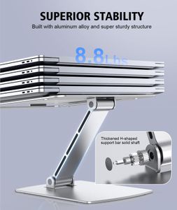 Glangeh Adjustable Laptop Stand – Silver Ergonomic Portable Riser