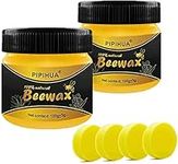 PIPIHUA Wood Seasoning Beeswax,Multipurpose Waterproof & Repair Wood Wax,Furniture Care Anti-Slip Wax,Traditional Beeswax Polish for Wood & Conditioner,2×100g with 4 Sponges