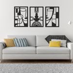 PAPER PLANE DESIGN Black Abstract Wall Art. Wall Sculptures. Modern Wall Decor for Living Room Bedroom Home Office. (B)