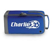 Personalised Childrens Flame Rugby Football Boot Bag Kids Sports Pe Kit, Royal Blue/White Print