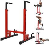 Yes4All Dip Stand 500 LBS Capacity, 80 Levels Adjustable Dip Bars, Dip Station Machine for Home Gym - Red & Black