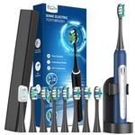 Sonic Electric Toothbrush for Adults and Kids with 8 Brush Heads, One Charge for 60 Days, 5 Modes with 2 Minutes Built in Smart Timer, Electric Toothbrushes (Blue)