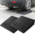 Rocomoco Rubber Car Curb Ramp, 20"×20"×7" Portable Heavy Duty 6800 lbs/3 T Capacity Threshold Ramp Set, Anti-Slip Driveway Ramps for Cars Wheelchairs Motorcycle Pet (2PCS)