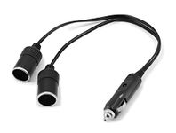 SUNDELY® 12V 24V DC Car Vehicle Twin Double Cigarette Lighter Socket Extension Cable Lead Adaptor Connector Plug Splitter 2 Way (1 Male and 2 Female)