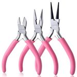 LEONTOOL Mini Jewelry Pliers Set 3 Pcs Jewelry Making Tools Pliers Kit Includes Long Nose Pliers/Round Nose Pliers/Diagonal Pliers, Wire Cutters Pliers for Jewelry Making Wire Wrapping Beading Crafts