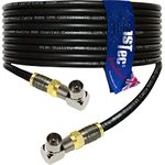 1STec 1m Black Right Angled Gold F-connector Coaxial Male Plug to Plug Digital Freeview BT Youview Aerial Wall Socket to LED LCD Flat Screen TV or DVR Extension Cable (1 Metre, Black)