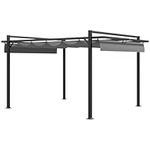 Outsunny 3 x 4m Pergola with Retractable Roof Canopy, Aluminium Frame Garden Gazebo Outdoor Sun Shade Shelter for Grill, Patio, Deck, Dark Grey