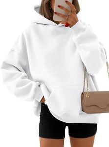 EFAN Women's Oversized Comfort Fleece Hoodies, Cozy Trendy Pullover Sweatshirts with Pockets For Fall & Winter White 2XL