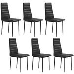 HOMCOM Modern Dining Chairs Set of 6, Upholstered PU Leather Kitchen Chairs with Channel Tufting and Metal Legs for Living Room, Black