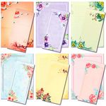 A4 Vintage Floral Stationery Paper (Lined) 48 Pieces and Self-Sealing Envelopes 24 PC Set, 100GSM Heavy Weight College Ruled Letter Writing Stationary, Printer Friendly, Color Both Sides, Watercolor