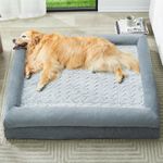 HAOLEYAO Washable Dog Beds for Large Dogs, Orthopedic Dog Sofa Bed with Removable & Waterproof Cover, Extra Large Dog Bed with Bolster Sides for Sleeping, Big Dog Couch Bed with Sides (Grey, XXL)