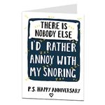 Rude Anniversary Card For Him & Her Funny Annoy With My Snoring Design Perfect For Wedding & Relationship Husband & Wife