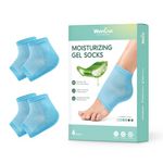 Welnove Moisturizing Heel Socks - 2 Pairs Aloe Vera Extract Infused Gel Lining for Dry Feet - Cracked Heel Repair Treatment - Cotton Socks for Women Men Foot Care (Regular Sizes)