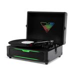 Victrola Journey Glow - Illuminated Suitcase Record Player, 18 RGB Light Effects, Stereo Speakers with Enhanced Bass, Bluetooth Streaming - Black