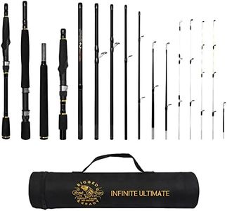 Rigged and Ready Infinite Ultimate 25-in-1 Spin-Baitcast-Fly Travel Fishing Rod. 25+ Combinations. Compact Spin-Cast-Fly Fish Pole Packrod