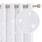 Deconovo Bedroom Curtains Stars Foil Printed Thermal Insulated Eyelet Blackout Curtains Nursery 46 x 54 Inch Silver Grey 1 Pair