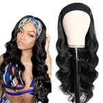 Headband Wig Body Wave 22 inches Glueless Heat Resistant Synthetic Wigs for Black Women Curly Wave High Density Full Ends Black Wig Natural Looking Wavy