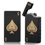 Fathers Day Dad Gifts: Electric Plasma Arc Lighter With Cool Poker Ace, USB Rechargeable Lighter Flameless and Windproof, Black Pocket Lighter for Men, Birthday Gifts for Him Men Boyfriend