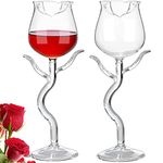 Rose Wine Glasses Set of 2 Rose Shape Wine Glasses 160ml Romantic Flower Cocktail Martini Glass Clear Goblet Drinking Cups for Party Housewarming Wedding Birthday Drinkwae Celebrations