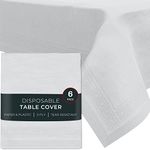 HOUZZKINGZ USA Paper Tablecloths for Rectangle Tables | 54” X 108” – 6 Pack | White Paper Disposable Tablecloth | 3-Ply Premium Paper & Plastic Table Cloths for Parties Disposable