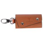 MAWESHI Genuine Leather Key Case Pouch Wallet Key Chain Key Holder Ring with 6 Key Hooks Metal Buckle with Buttoned Closure (Brown-C)