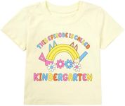 First Day of Kindergarten Shirt：Toddler Boy Girls Back to School Shirt Funny Graphic Short Sleeve Tee Summer Top Apricot