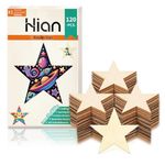 Wooden Stars 100 Pcs 5cm/1.97inch Rustic Unfinished Wood Slices - Perfect for DIY Art Projects, Christmas Party Ornaments, Wedding Decoration