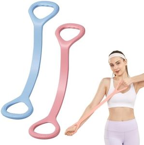 2 Pack Resistance Bands Figure 8 Exercise Bands for Women/Men, 2026 Elastic Bands for Working Out Arm Back Shoulder Training Elastic Ropes,Exercise Equipment for Yoga Pilates (Blue+Red)