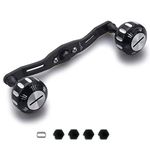 HEIGHTEN Fishing Reel Handle for Shimano Daiwa Abu Garcia Penn Kastking Lew's Baitcasting Reel Power Handle Crank Accessory (130mm Carbon Handle 35mm Knob - Black & Silver) (380)