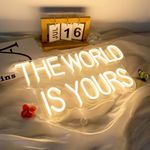 The World is Yours Neon Sign for Girls Room, Sitting Room, LED Neon Lights for Office, Bedroom, Wall Art, Holiday Gifts, Size 17x9 IN, Warm White by DIVATLA