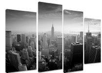 Art_Depot_Outlet PICTURE - Multi Split Panel Canvas Artwork Art - New York City Grey Scale View From Above 4 Panel - 101cm x 71cm (40"x28")