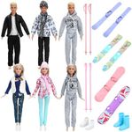 SOTOGO 33 Pieces Doll Clothes and Accessories for 11.5 Inch Girl Boy Doll Winter Skiing Playset Include 6 Sets Ski Clothing, Sportswear, Winter Clothing and Skiing Tools