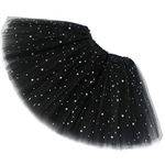 Rysly Girls Sparkle Tutus Princess Ballet Dance Layered Tulle Tutu Skirts,2-7T(Black)