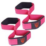 Weight Lifting Straps Padded Figure 8 Wrist Support Gym Wraps Men Women Fitness Bodybuilding Double Loop Workout Heavy Training Powerlifting Dumbbell Squats Pull Up Grip (Pink)