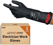 Ansell ActivArmr Electrician Work Gloves, Electrical Protection Class 0 (1000V), Insulating Natural Rubber Latex Gloves, Industrial Safety PPE, 14 Inches, Black, Size XL (1 Pair)