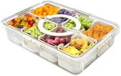 Eggssentials Snack Box Container & Divided Serving Tray with Lid for Traveling, Tailgating, Picnic & Party – Portable Snackle box for Fruit, Candy, Salad, Spices, Dry Fruits & Snacks - White