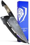 Dalstrong Chef Knife - 9.5 inch - Scorpion Series - Venom Edition - Exclusive Japanese V12 Ultra Steel - Spiral Sandstorm Blade Pattern - Black Honeycomb Resin Handle - Custom-Fit Leather Sheath
