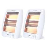 Geepas Quartz Halogen Heater, Pack of 2 | Portable Upright Electric Heater with 2 Heat Settings 400W/800W, Safety Tip Over Switch, Ideal for Home Office Caravans and Garages, 800 W, White