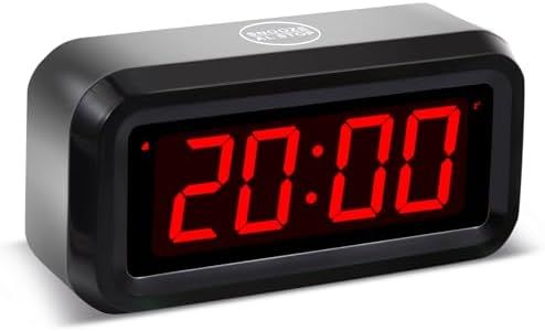 Timegyro réveil numérique,Réveil Matin Réveil à Pile 3 Niveaux de luminosité réglable, 12/24 Heures, Sieste, Grand écran LED de 1,2 Pouces à côté de l'horloge de la Chambre