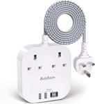 Extension Lead, Power Strips with 2 Way Outlets 4 (4.5A, 2 Type C and 2 USB-A Port) Surge Protection Plug Extension Socket with 1.6M Braided cord for Home Office