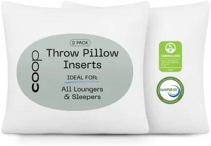 Coop Home Goods Throw Pillows (Pack of 2 White), 20x20 Pillow Inserts, Indoor & Outdoor Pillows, Adjustable Couch Pillows & Decorative Pillows for Bed, Adjustable Pillow Insert with Memory Foam Fill