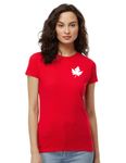 Canada Day Womens T-Shirt - Premium Maple Leaf Minimalist Tee L1, Red (L)